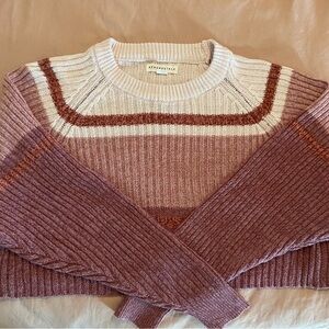 Aeropostale Women's Colorblock Sweater - Mauve and Cream